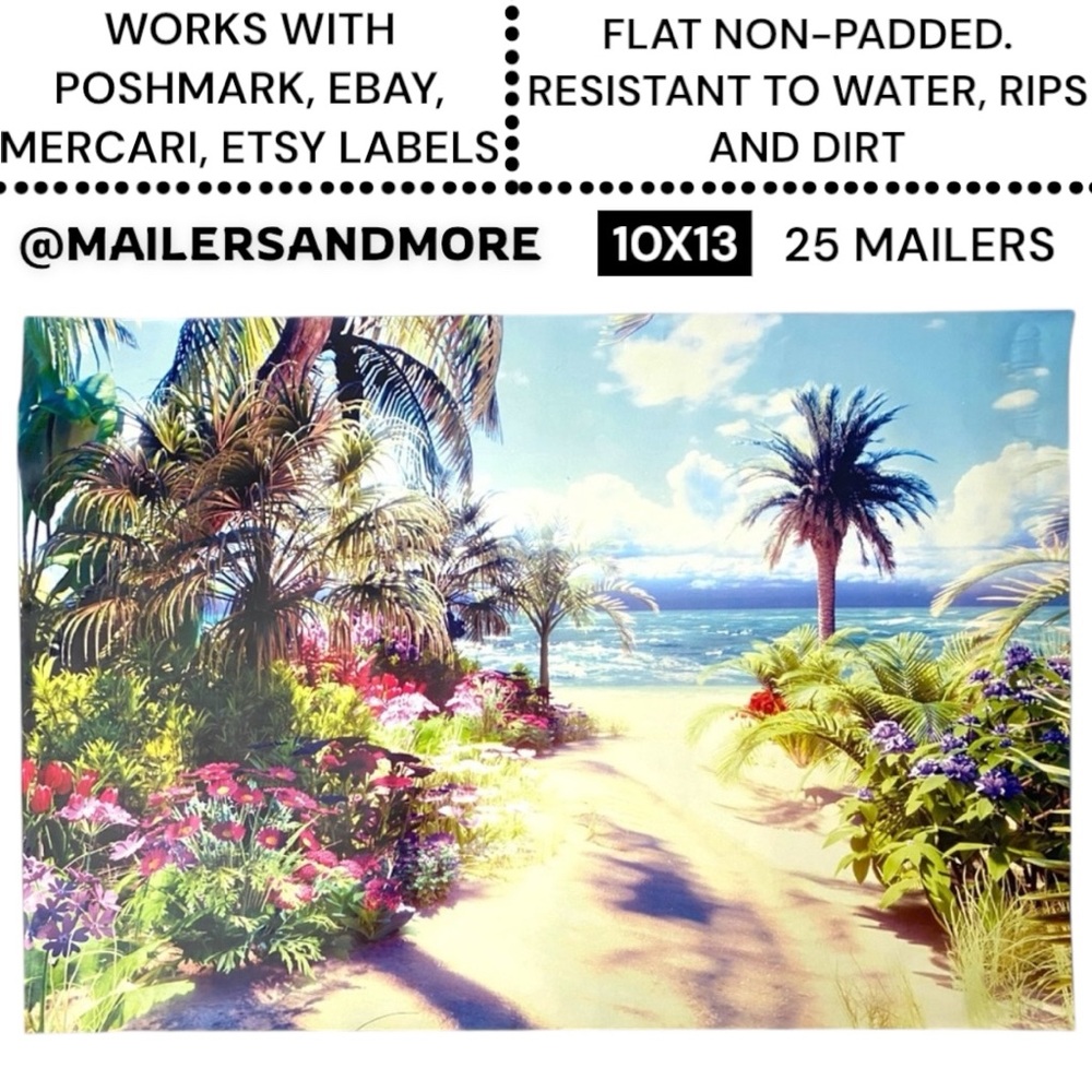 25 10X13 Poly Mailers Road to the Beach, Shipping Envelopes PRICE IS FIRM - Picture 3 of 13